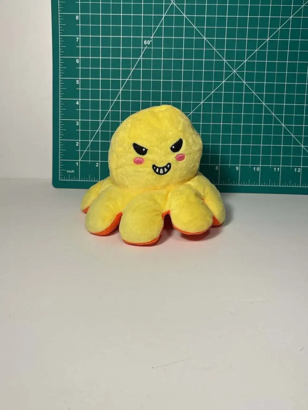 Reversible Emotion Octopus Plushie Yellow Orange Flip Stuffed Toy